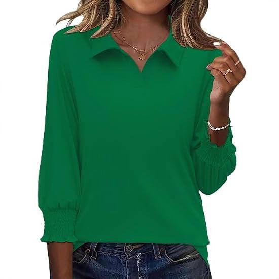 Dame Elegant Polo Shirt med Ruffle Detaljer Stilla