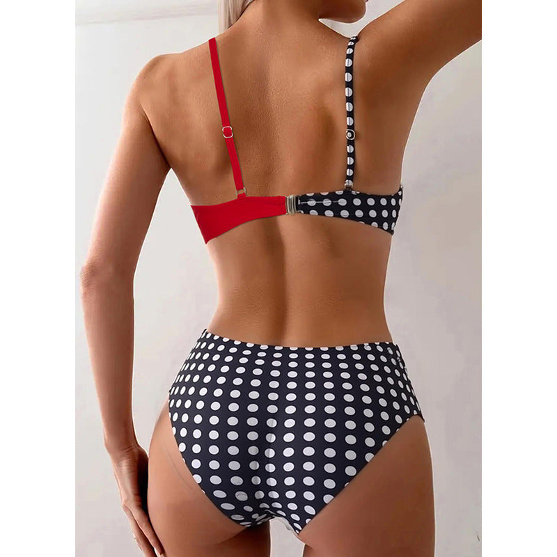Dame Bikini Sæt med justerbare stropper og trendy prikket mønster Skovae