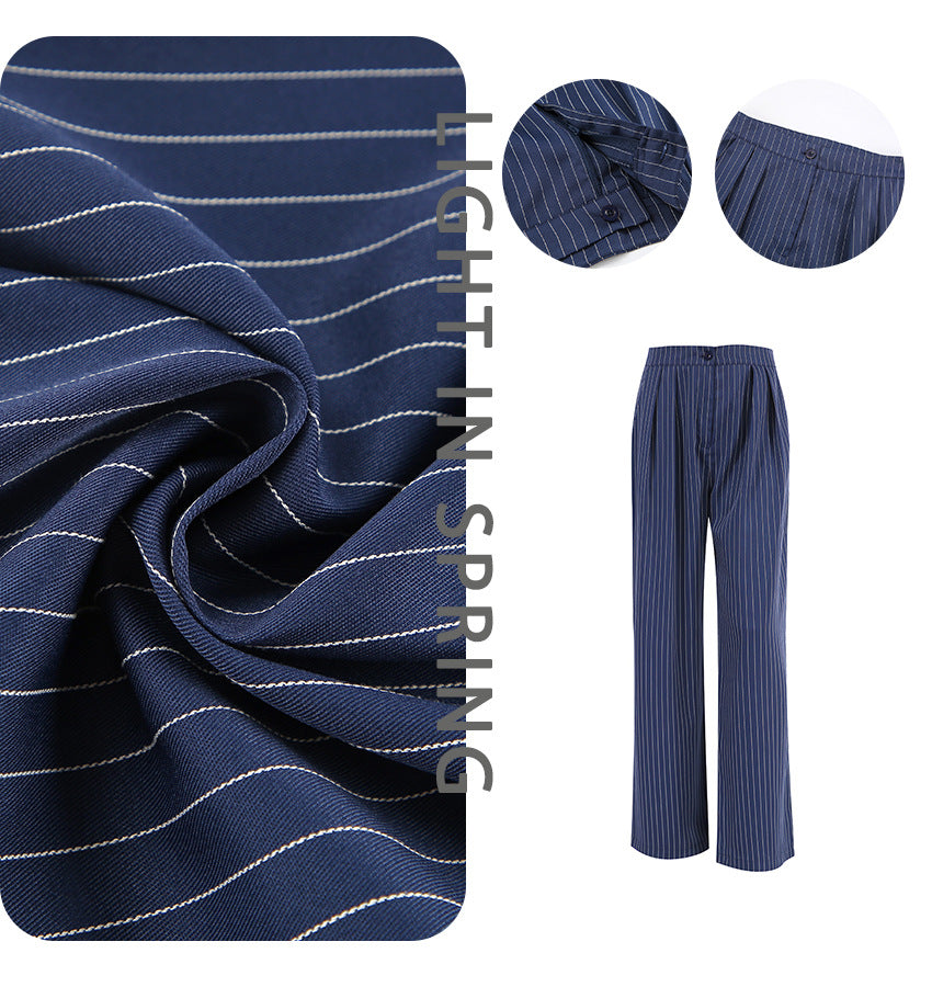 Dame brede stribede palazzo-bukser med elastisk talje og elegant fold Stilla