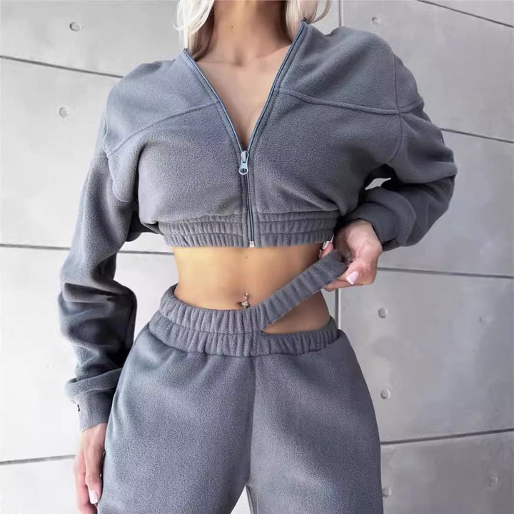 Stilla | Varm Fleece Sweatshirt Dobbelt Talje Bukser Sæt