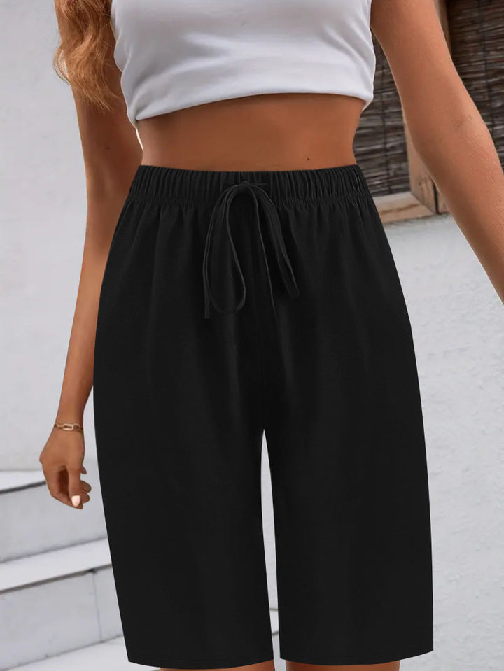 Dame Højtaljede Løst Skårne Bermuda Shorts Stilla