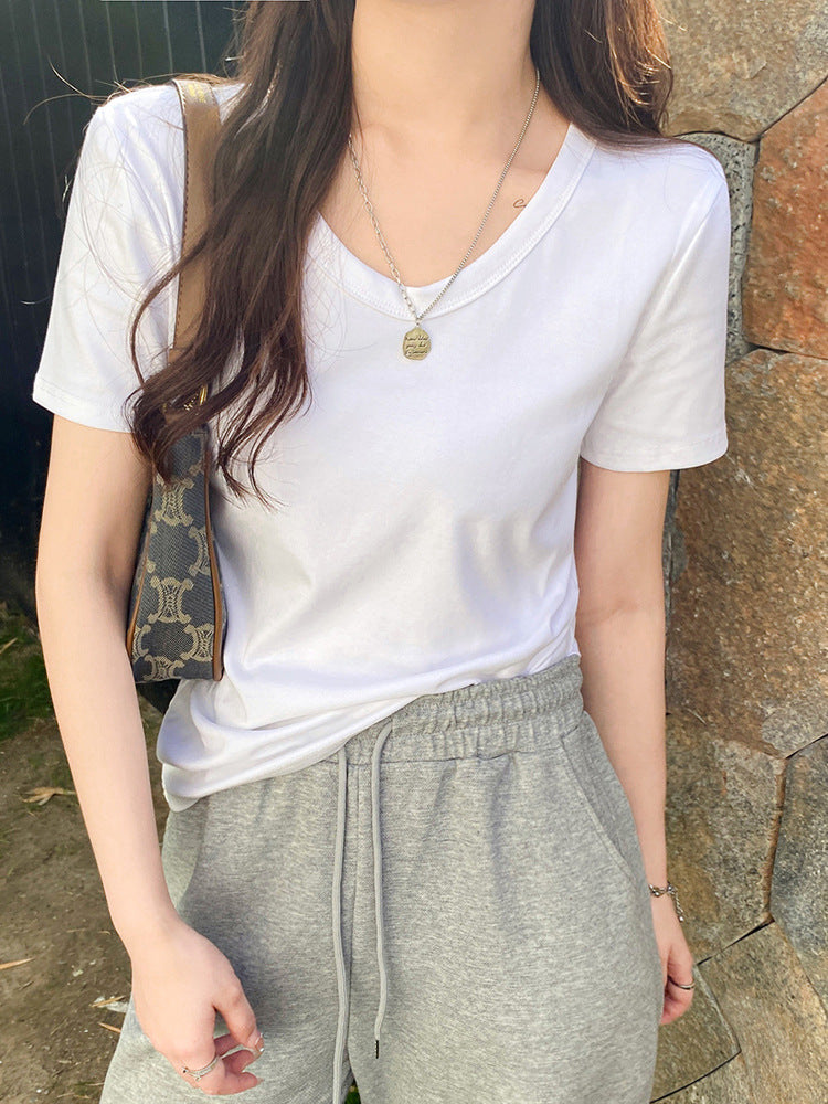 Femme Classic V-Udsnit Kortærmet T-Shirt Stilla