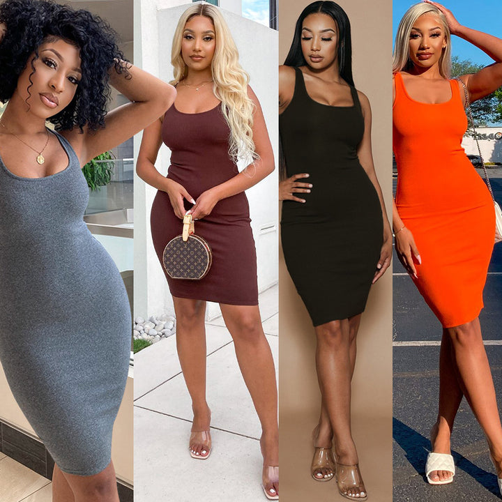 Dame Bodycon Midi Kjole Stilla