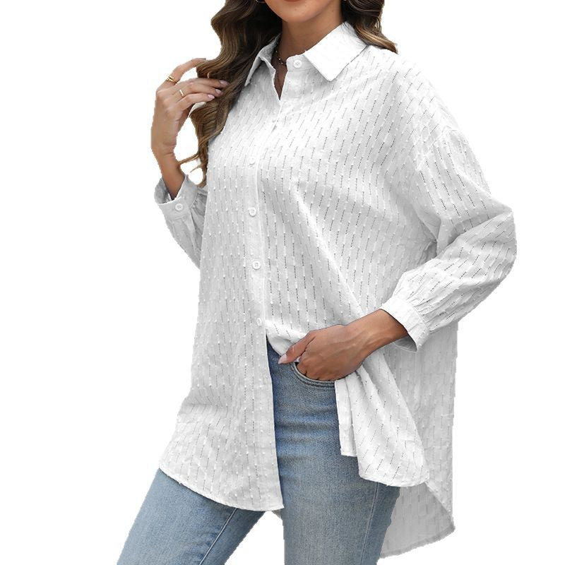 Dame Oversized Skjortebluse med Struktur Stilla