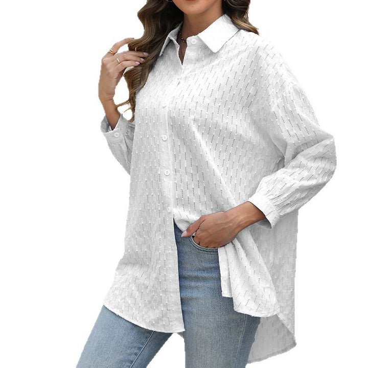 Dame Oversized Skjortebluse med Struktur Stilla