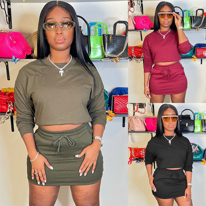 Dame Athleisure Sæt med cropped top og mini-nederdel Stilla