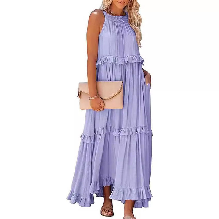 Dame sommerlig Boho-maxikjole med flæser Stilla