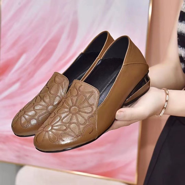 Dame Blomsterprægede Slip-On Højhælede Sko Stilla