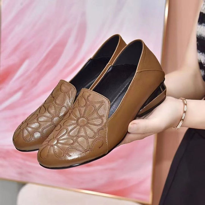 Dame Blomsterprægede Slip-On Højhælede Sko Stilla