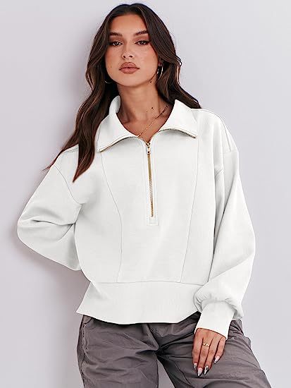 Dame Sporty Hoodie med høj krave og halvmolekylær lynlås Stiila