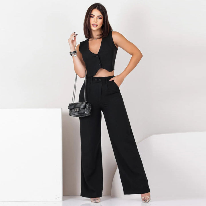 Dame Moderne Crop-Top og løstsiddende Bukse Sæt Stilla