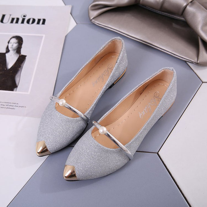 Dame Glamourøse Ballerinas med Metallic-elementer Stilla