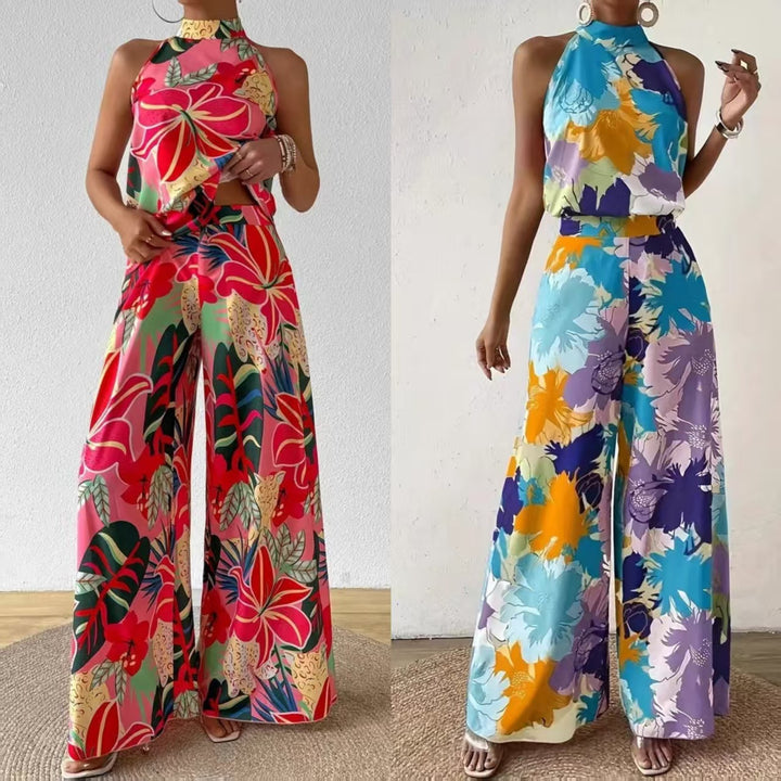 Dame blomsterprint halter overall Stilla