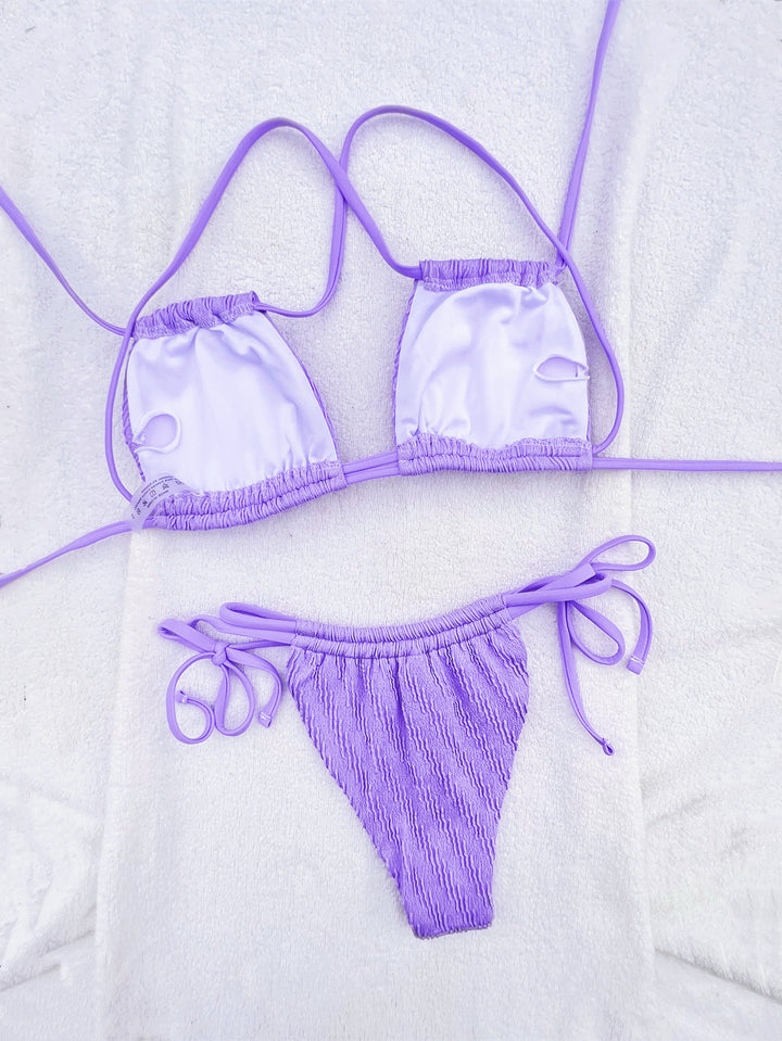 Dame trekant-bikini med ribbestruktur og justerbare stropper Skovae