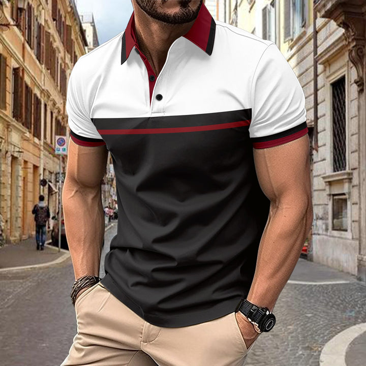 Herre polo t-shirt med stilfuldt farveblokdesign og kontrasterende accenter Stilla