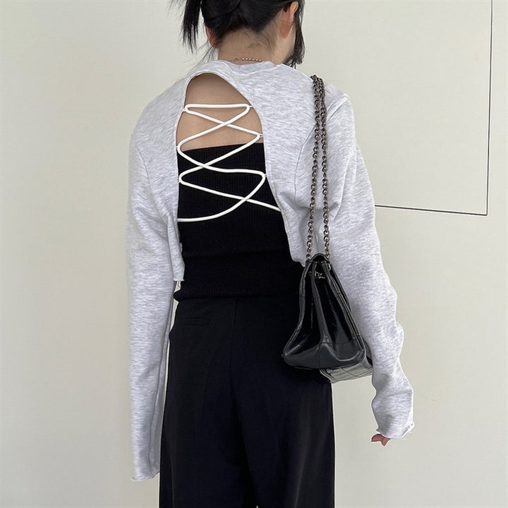 Kvinders afslappede cropped sweatshirt med justerbar snor Stilla
