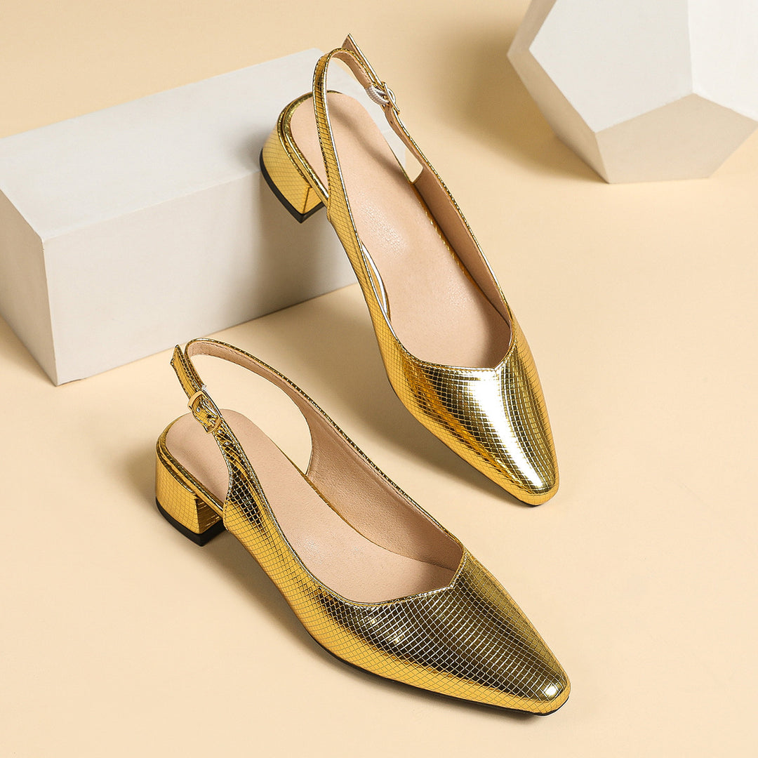 Damer elegante Slingback pumps med modeskinnende overflade Stilla