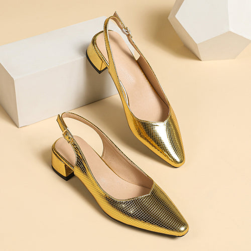 Damer elegante Slingback pumps med modeskinnende overflade Stilla