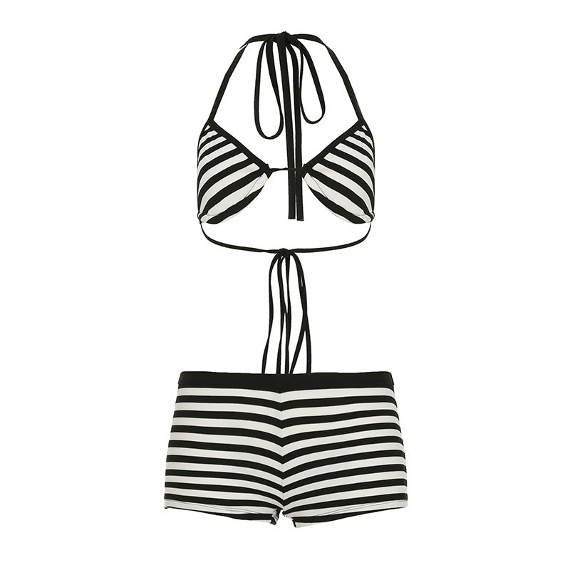 Dame bikini-sæt med klassisk stribemønster og justerbare stropper Skovae
