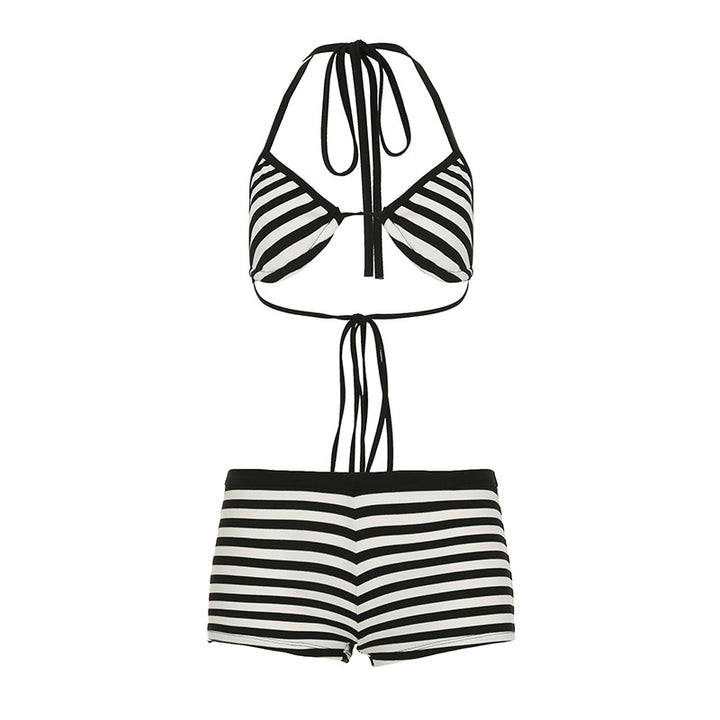 Dame bikini-sæt med klassisk stribemønster og justerbare stropper Skovae