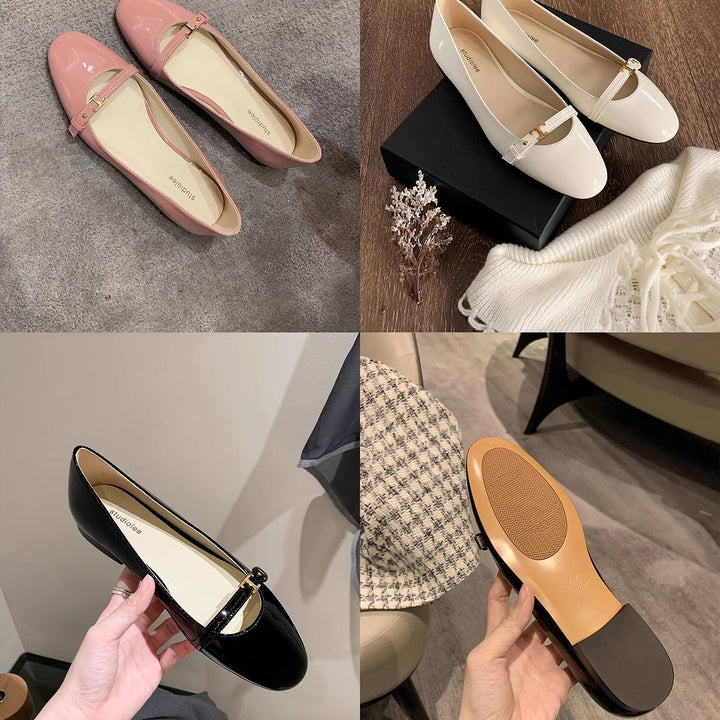 Dame Chic Spids Tå Mary Jane Ballerinas med Spænde-Detalje Stilla