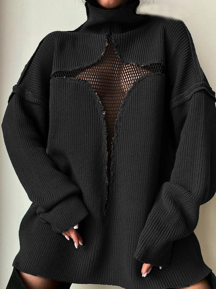 Dame strikpullover med afslappet netdesign Stilla