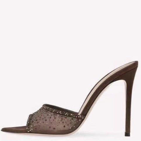 Dame Højhælede med Strass-applikationer Slide Sandaler Stilla