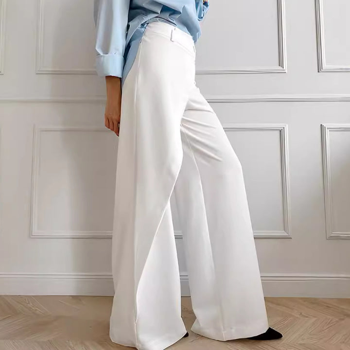 Dame elegant bredskårne palazzo-bukser med asymmetrisk design og høj talje Stilla