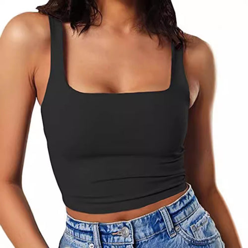 Dame Crop-Top med firkantet udskæring og smal pasform Skovae