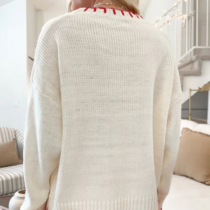 Dame sweater med legende sløjfe motiv og afslappet snit Stilla