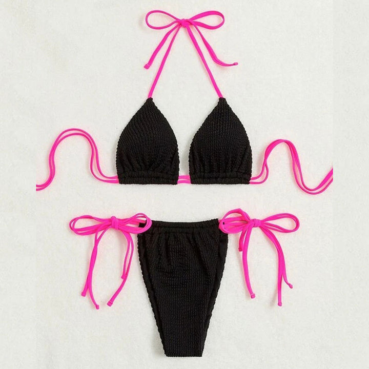 Dame Triangel-Bikini med kontrasterende snøredetaljer Skovae
