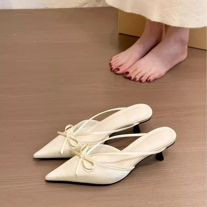 Dame Spidse Tå Slingback-Hæle med Sløjfe-Detalje Stilla