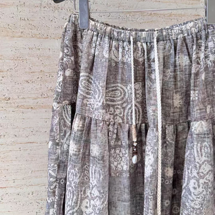 Dame Lagdelt Maxi Nederdel med elastisk Talje Stilla
