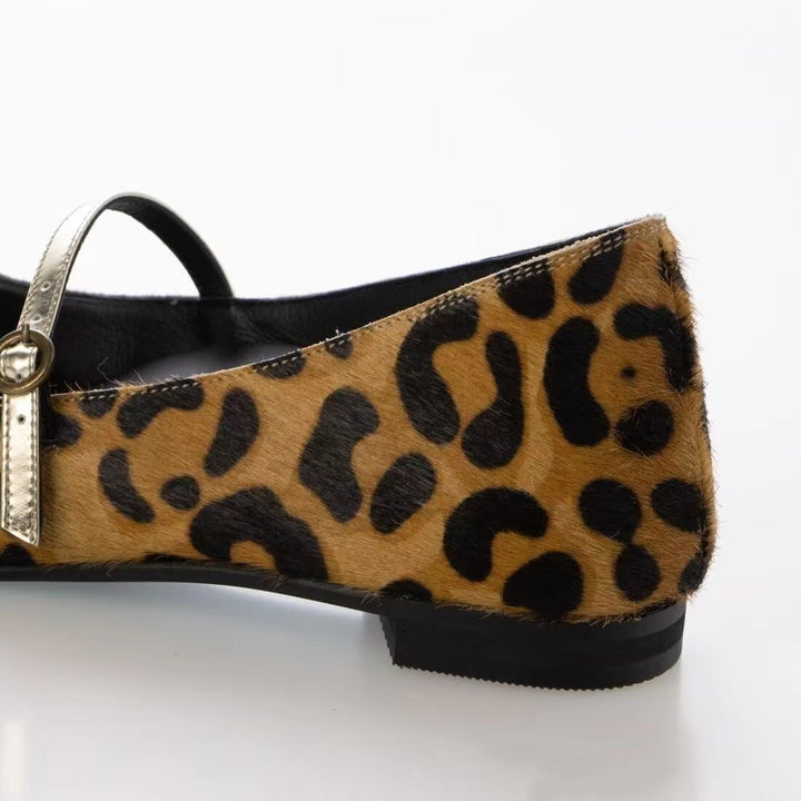 Femme Stilfulde Leopardmønster Mary Jane Flats Stilla