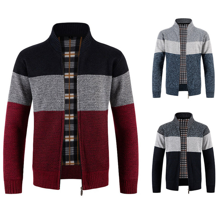 Herre Stilfulde Ribbet Strik Zip-Up Cardigan Stilla