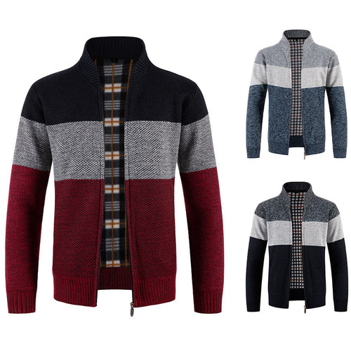 Herre Stilfulde Ribbet Strik Zip-Up Cardigan Stilla