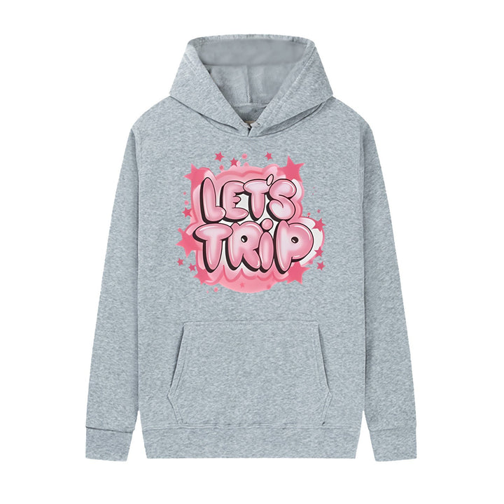 Dame hoodie med stilfuld graffiti print og behagelig pasform Skovae