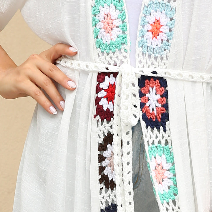 Femme Bohemian Hæklede Kants Kimono Cover-Up Stilla