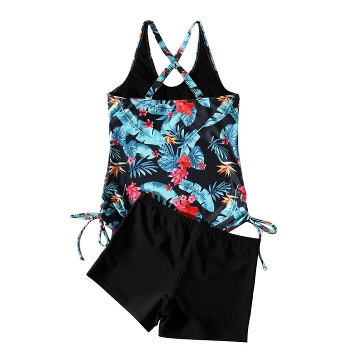 Damer sport-bade拖入 med floral mønster og shorts Stilla