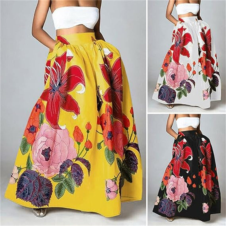 Dame elegant Maxiskørt med florale motiver Stilla