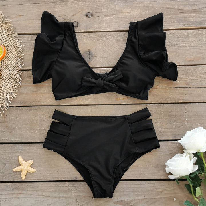 Dame Bikini sæt med romantisk blomstret design og høj talje Stilla