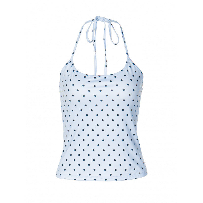 Damen Spaghettiträgertop mit verspieltem Punkte-Design und hochwertigem Stretchmaterial Skovae