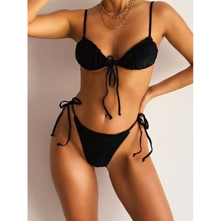 Dame triangel-bikini med legesygt leopardmønster og justerbare bånd Skovae