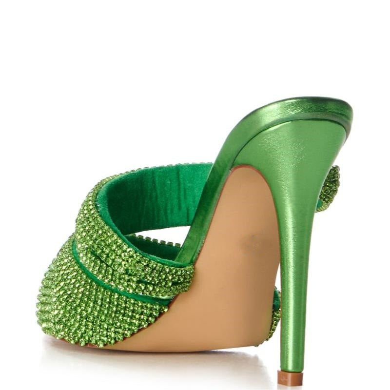 Femme med strass dekorerede high heeled mules Stilla