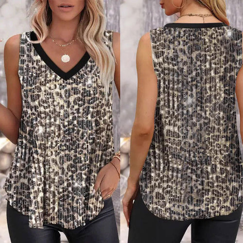 Kvinder Skinnende Dyreprint Top Stilla