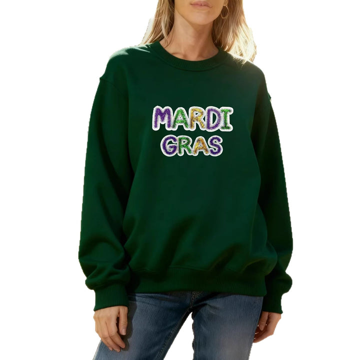 Women's sweatshirt with vibrant Mardi Gras lettering Stilla