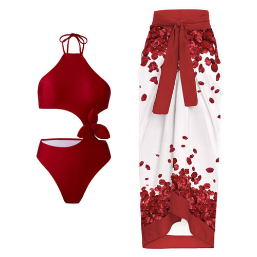 Damer bikini-sæt med moderigtigt cut-out-design og elegant blomsterstrimmel Skovae