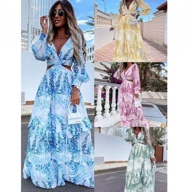 Femme Langærmet Cut-Out Maxikjole Stilla