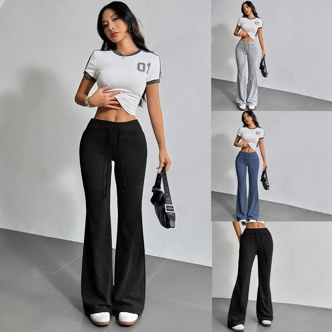 Dame brede Sweatpants med elastisk talje og snor Stilla