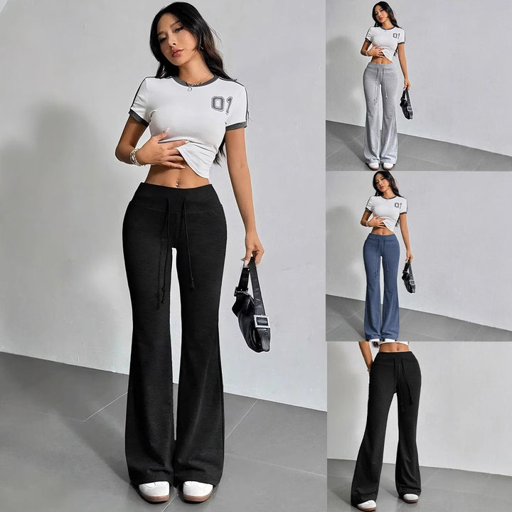 Dame brede Sweatpants med elastisk talje og snor Stilla